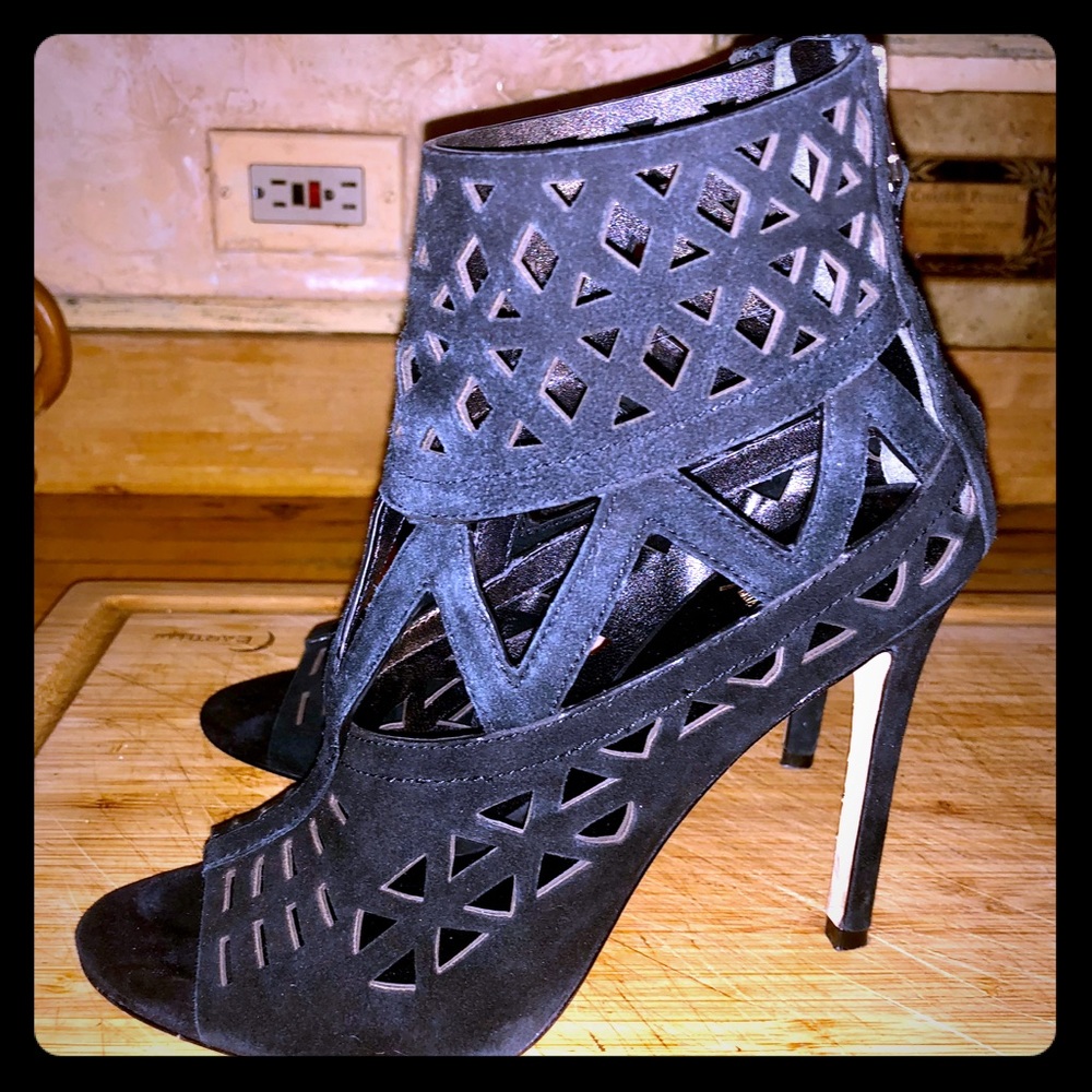 Open Toe Laser Cut Booties - Picture 2 of 8
